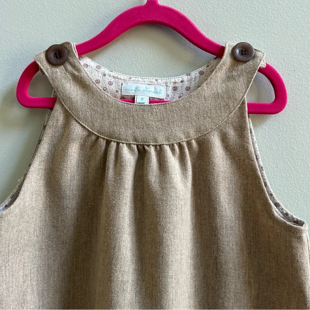 Marie Chantal Sleeveless Tan Wool Jumper Dress, Size 8